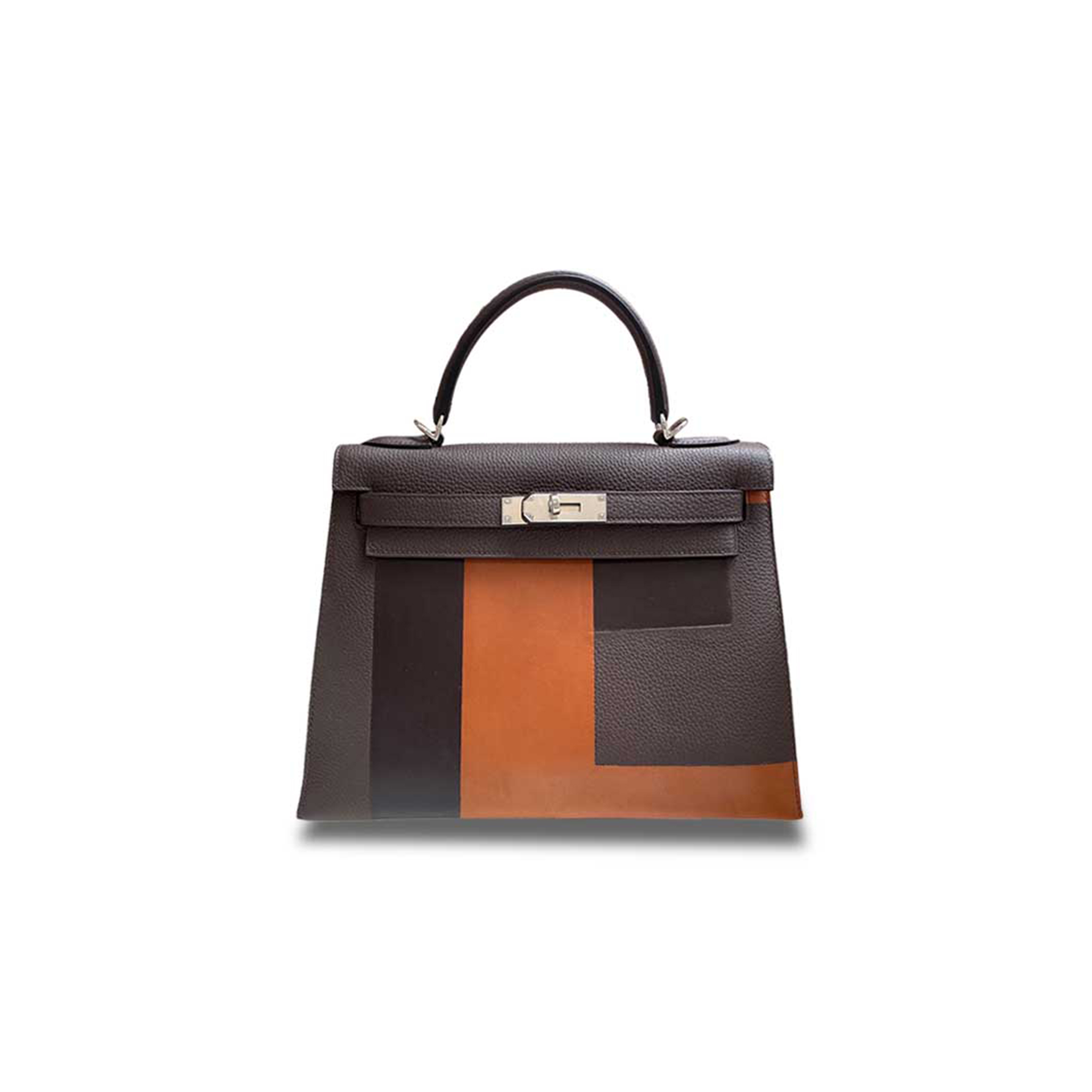 H**mes kelly 28 togo dark coffee letter bag silver buckle (28*22*10cm)